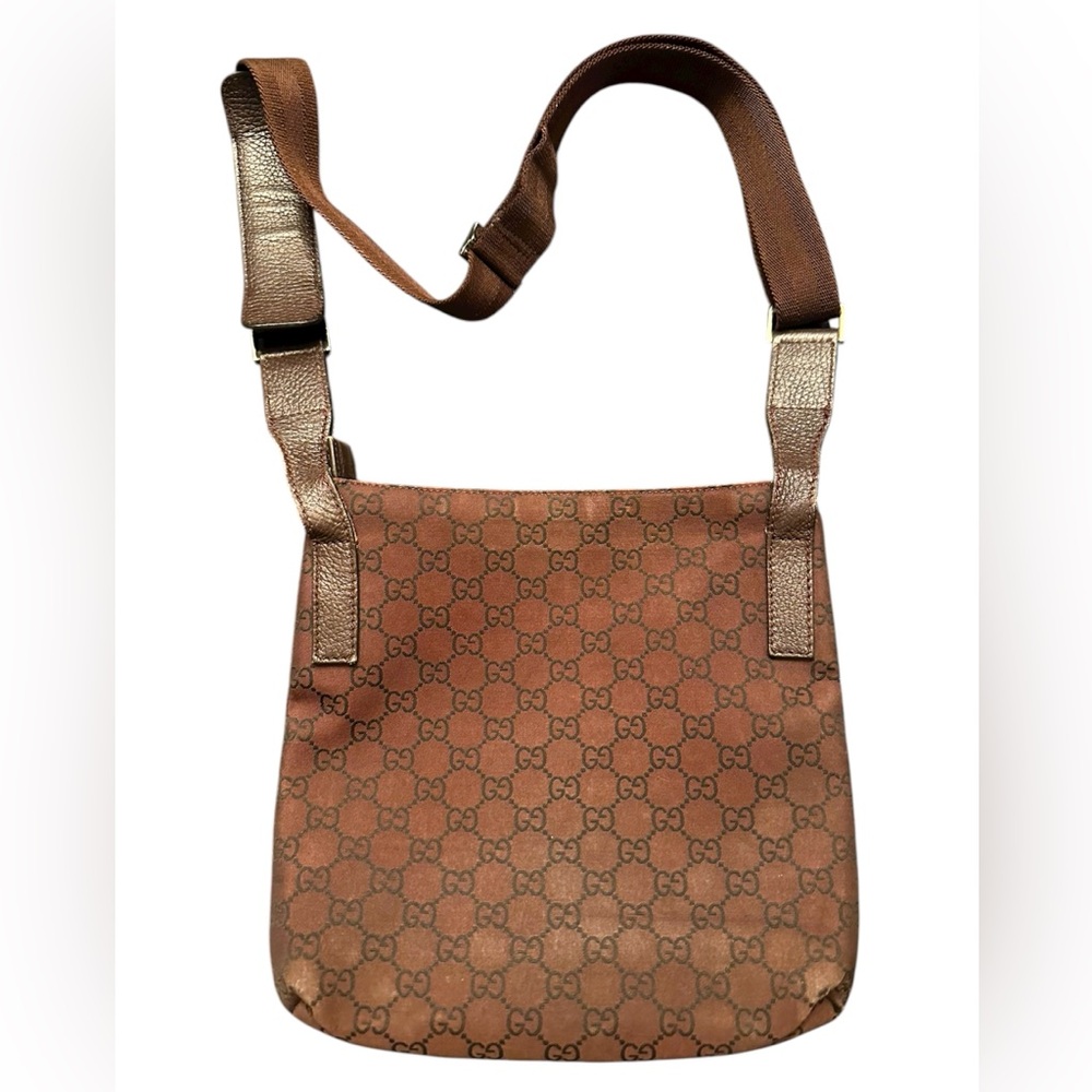 Gucci GG Nylon Crossbody Messenger Bag- Chocolate Brown - Picture 3 of 6